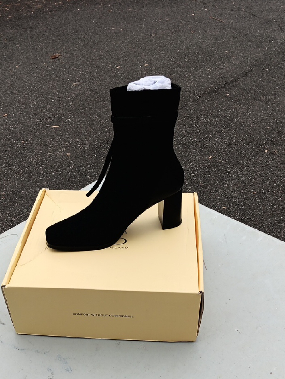 Classic Black Suede Ankle Boot with Block Heel